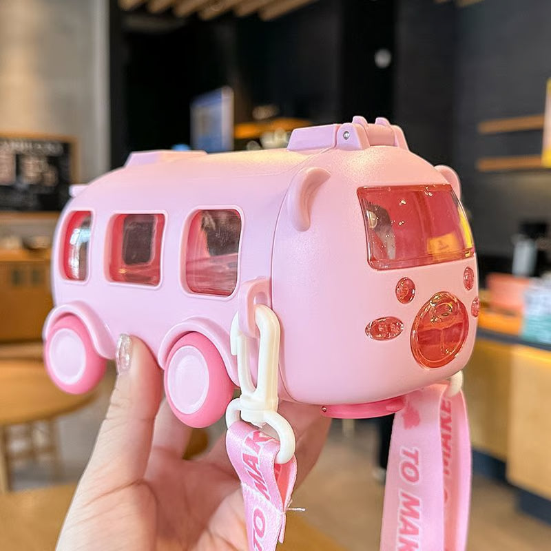 "Rolling Bus Kids Water Bottle – Drink, Play & Carry in Style!"