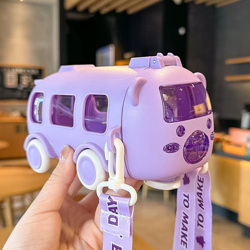 "Rolling Bus Kids Water Bottle – Drink, Play & Carry in Style!"