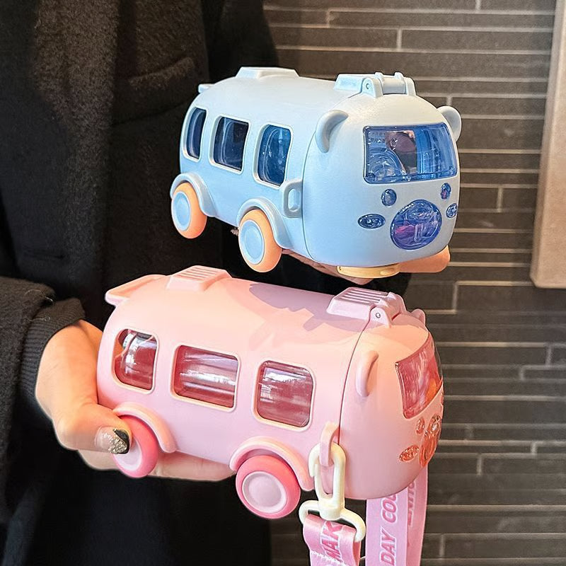 "Rolling Bus Kids Water Bottle – Drink, Play & Carry in Style!"