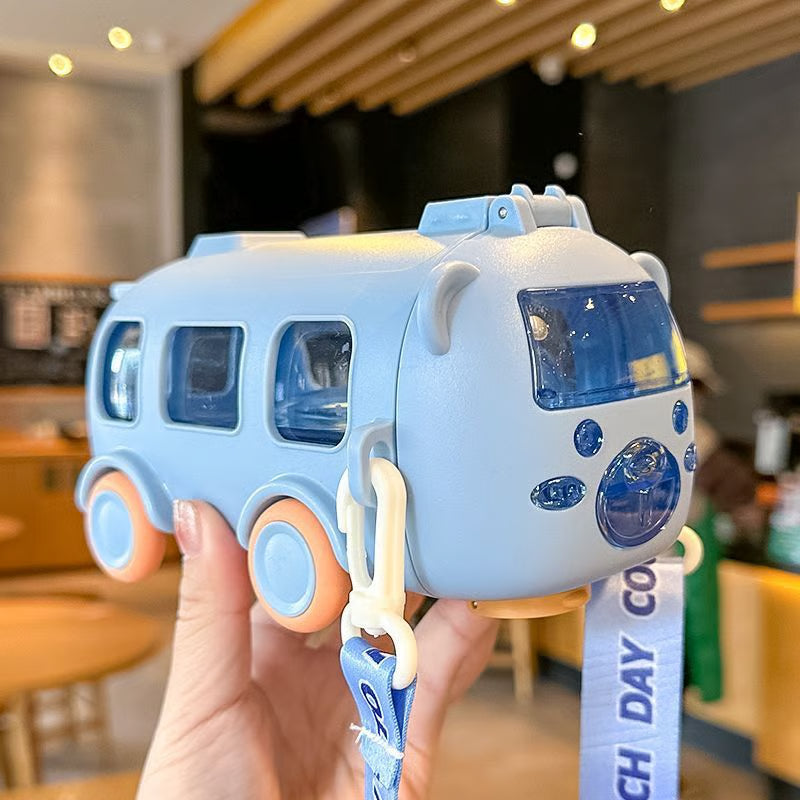 "Rolling Bus Kids Water Bottle – Drink, Play & Carry in Style!"