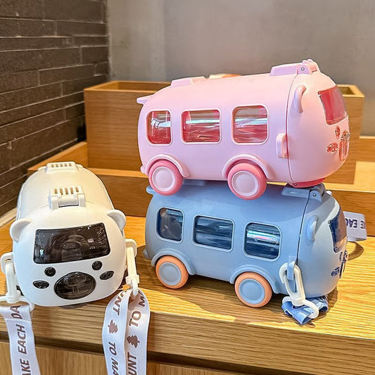 "Rolling Bus Kids Water Bottle – Drink, Play & Carry in Style!"